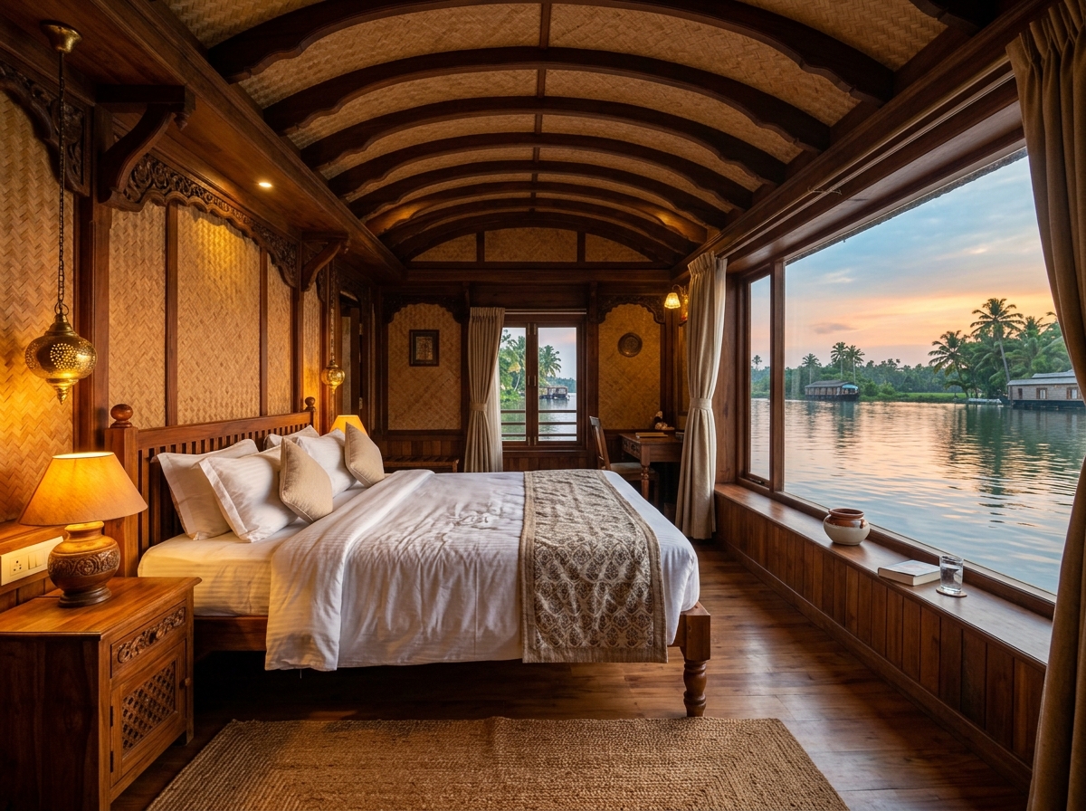 Luxury houseboat overnight stay bedroom suite